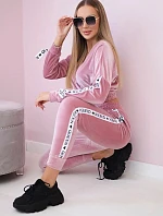 Velúrová súprava s nápisom Queen dark powder pink