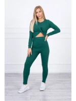 Súprava s riasením na blúzke zelenej farby