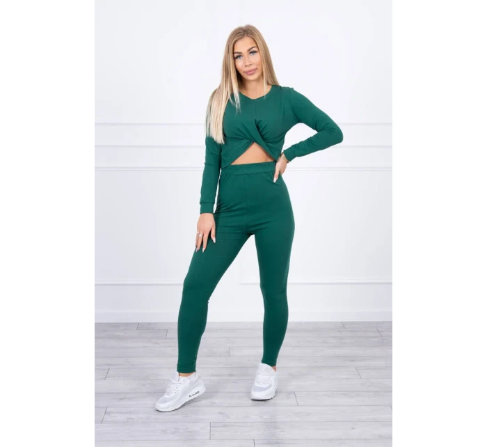 Súprava s riasením na blúzke zelenej farby