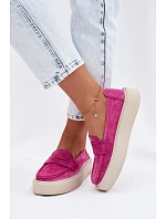 Mokasiny z pravé semišové kůže na platformě Vinceza Fuksja Mokasiny z pravé semišové kůže na platformě Vinceza Fuksja