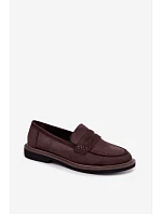 Dámské hnědé semišové mokasíny model 22348968 - VINCEZA Dámské hnědé semišové mokasíny model 22348968 - VINCEZA