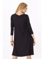 Dámske šaty voľný strih 3/4 rukáv vhodné aj pre tehotné stredne dlhé grafitové - Čierna - Beyo