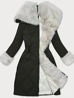 Army béžová zimná bunda Way Mode s prešívanou kožušinou (WD202308)