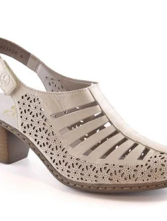 Kožené sandále na podpätku Rieker W RKR49B beige