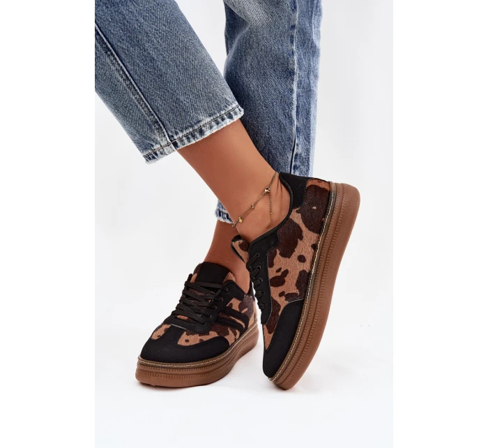 Dámské tenisky na platformě s flíčky černé Denissa