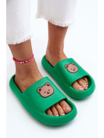 Ľahké dámske penové papuče s medvedíkom, zelené Lia