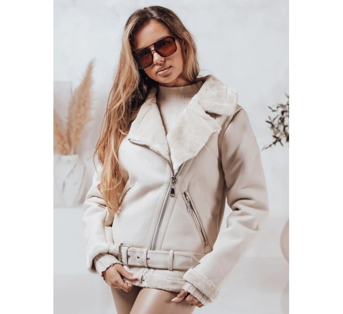 Dámská kožená bunda s ovčí kůží bílá Dstreet model 21981574 - FashionStreet