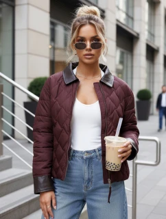 Dámska prechodná prešívaná bunda bordová FashionStreet TY5620