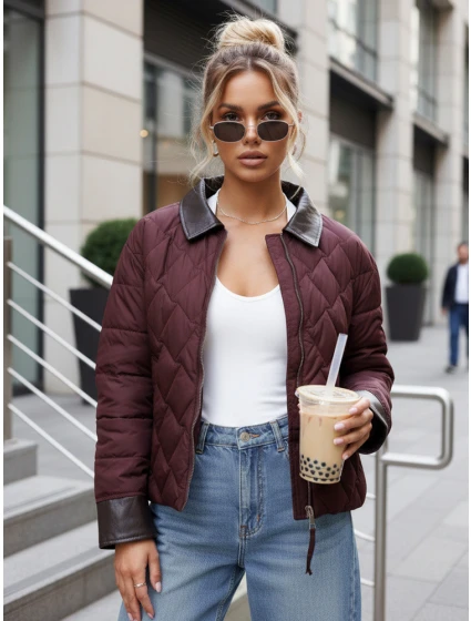 Kurtka przejściowa damska pikowana bordowa model 22025099 - FashionStreet