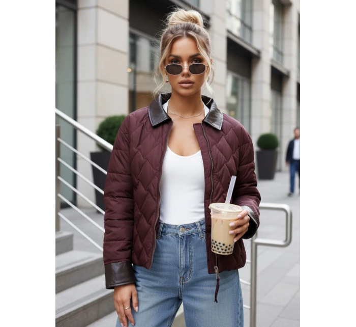 Kurtka przejściowa damska pikowana bordowa model 22025099 - FashionStreet
