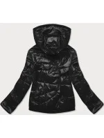 Čierno-zelená dámska bunda s farebnou kapucňou (BH2005)