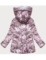 Obojstranná dámska kvetovaná bunda v púdrovo ružovej farbe (PC-7509-52)