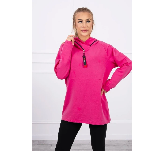 Tunika na zips s kapucňou Oversize fuchsiová