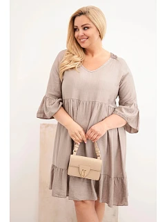 Dámske plus size viskózové šaty s čipkovaným lemom Fango