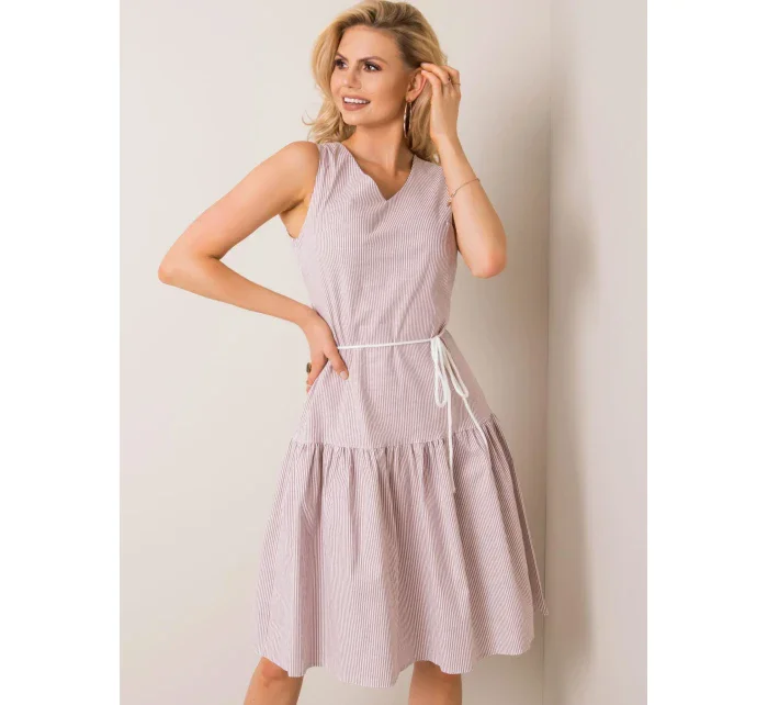 Šaty LK SK model 17404197 bílá béžová - FPrice Šaty LK SK model 17404197 bílá béžová - FPrice