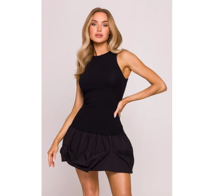M863 Šaty Bubble hem racer - čierne