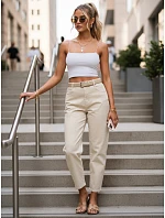 Dámske nohavice v farbe ecru FashionStreet UY3089 Dámske nohavice v farbe ecru FashionStreet UY3089