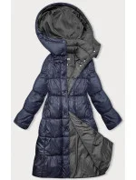 Tmavomodrá dlhá dámska zimná bunda (YP-22073-2)