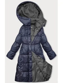 Tmavomodrá dlhá dámska zimná bunda (YP-22073-2)