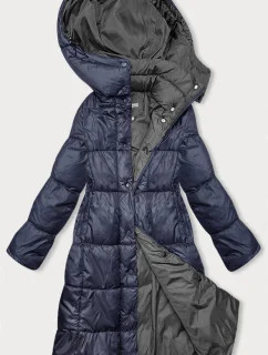 Tmavomodrá dlhá dámska zimná bunda (YP-22073-2)