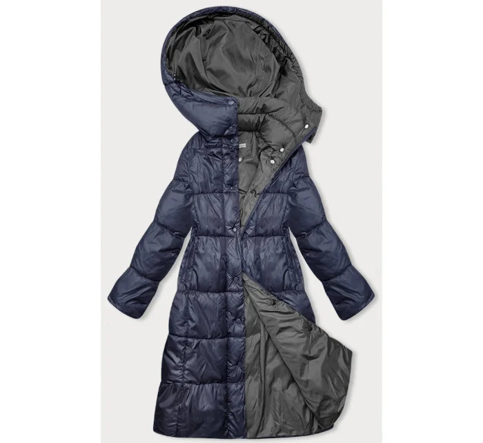 Tmavomodrá dlhá dámska zimná bunda (YP-22073-2)