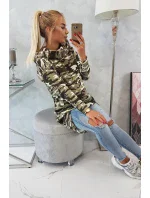 Mikina s dlhým chrbtom moro khaki+ecru
