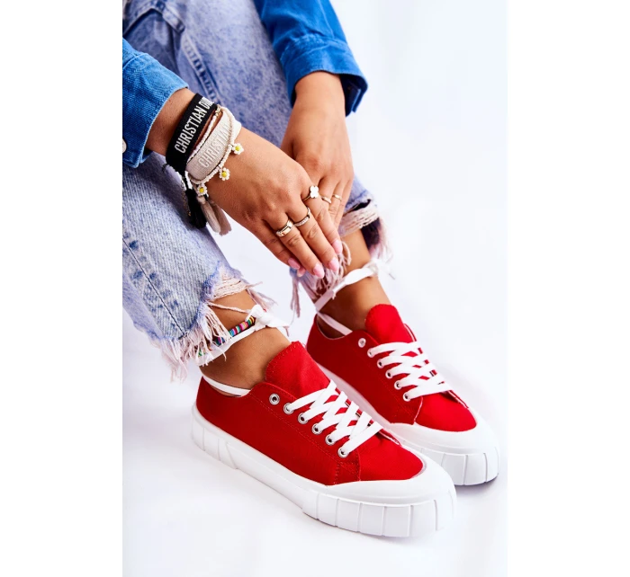 Damskie Trampki Na Platformie Czerwone Comes