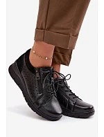 Kožené dámské polobotky na platformě model 22100881 Černé - VINCEZA Kožené dámské polobotky na platformě model 22100881 Černé - VINCEZA