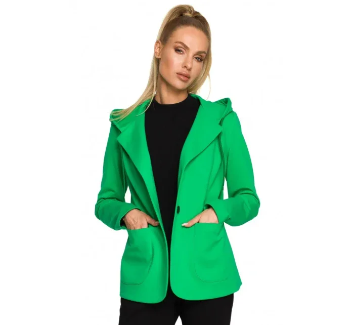 model 17626046 Bunda s kapucí a jedním knoflíkem černá - Moe