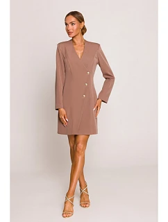Šaty model 22313044 Blazer se zlatým knoflíkem – mocca - Moe