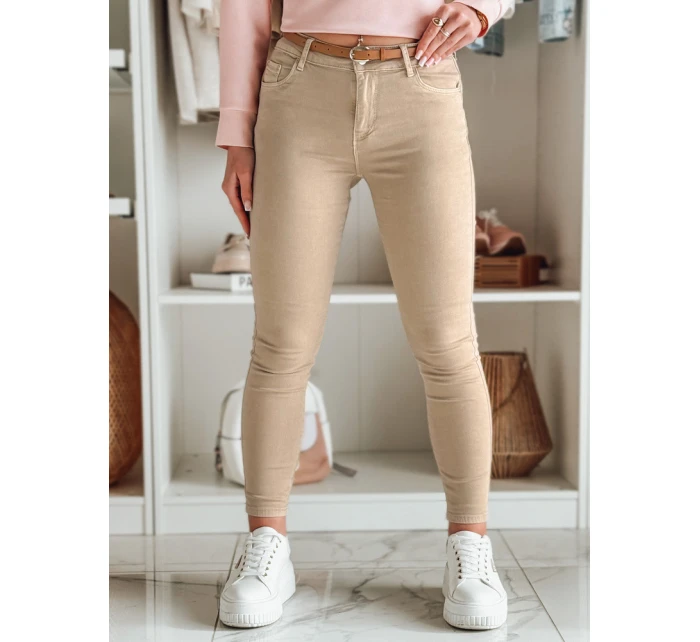 Dámské džínové kalhoty s páskem ve světle hnědé barvě Dstreet model 21985286 - FashionStreet
