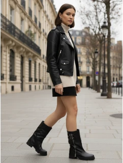 Dámske čižmy so širokým zvrškom čierne FashionStreet ZY1331