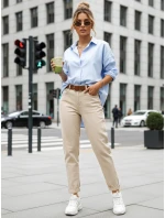 Jeansy damskie mom fit z wysokim stanem beżowe model 22014084 - FashionStreet