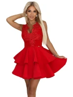 rozšířené šaty s krajkovým výstřihem červené model 21241682 - numoco