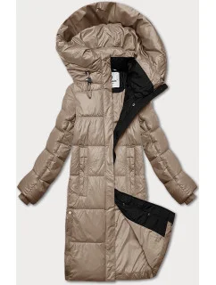 Dámska zimná bunda kakaovej farby s kapucňou Glakate (LU-238001#)