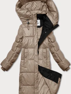 Dámska zimná bunda kakaovej farby s kapucňou Glakate (LU-238001#)