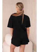 Súprava s potlačou nová punto blúzka + šortky čierna