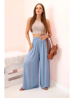 Široké dámske nohavice z viskózy s elastickým pásom z džínsoviny Široké dámske nohavice z viskózy s elastickým pásom z džínsoviny