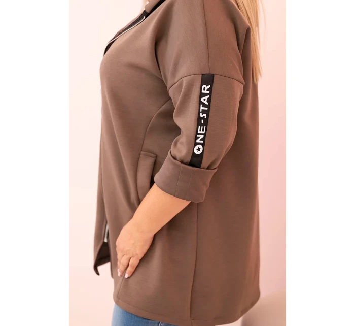 Dámská mikina s ozdobnými rukávy černá model 21259044 - K-Fashion