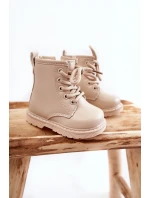 Dziecięce Botki Skórzane Z Suwakiem Beżowe Omua