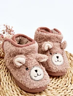 Kapcie Dziecięce Ocieplane Z Misiem Różowe Eberra