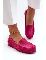 Zamszowe Mokasyny Damskie Fuksja S.Barski LR755