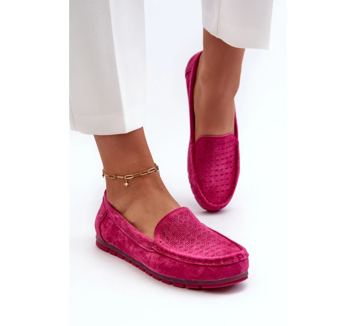 Zamszowe Mokasyny Damskie Fuksja S.Barski LR755