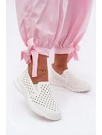 Dámské nazouvací síťované polobotky z umělé kůže bílé Geressa