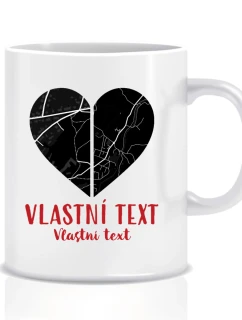 Personalizovaný klasický bílý keramický hrníček - dvě mapy jako srdce