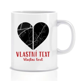 Personalizovaný klasický bílý keramický hrníček - dvě mapy jako srdce