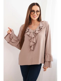 Dámska viskózna blúzka s volánmi a dlhými rukávmi fango