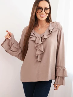 Dámska viskózna blúzka s volánmi a dlhými rukávmi fango