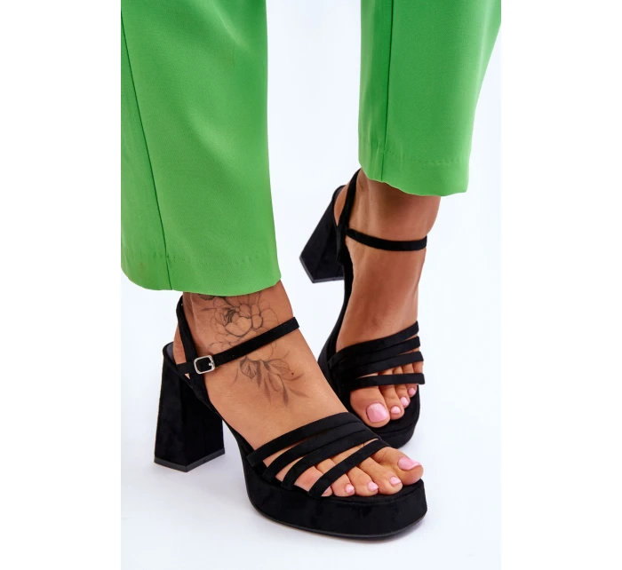 Dámské semišové sandály na platformě Černé model 21613994 - Boto