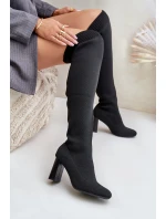 Kozačky Se   Na Podpatku Černé model 21679786 - Boto